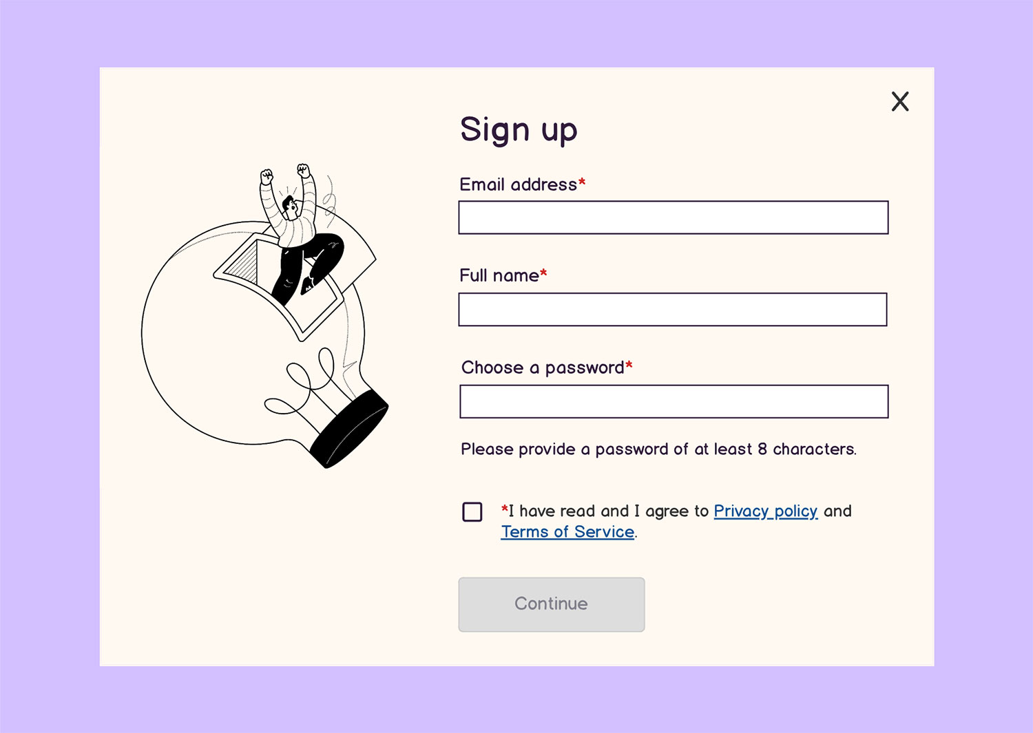 Example of a high-fidelity wireframe in Balsamiq