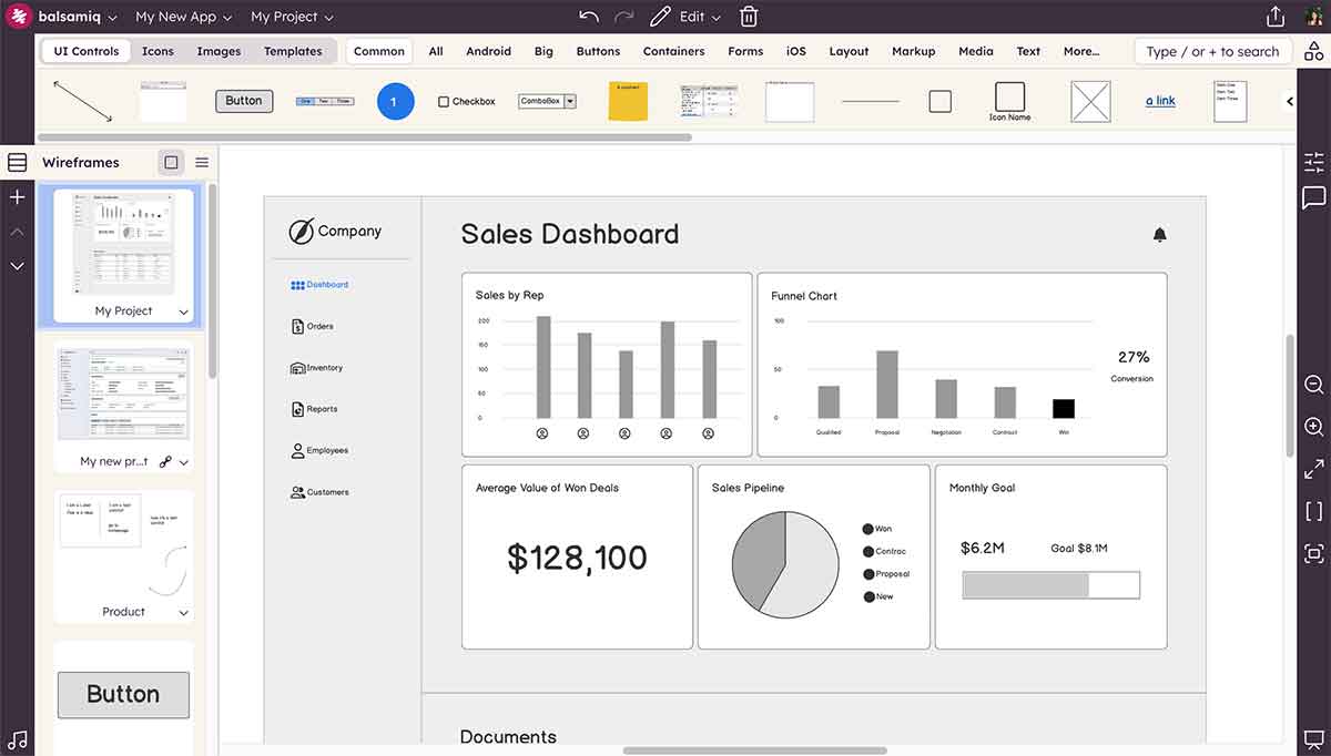 Screenshot of Balsamiq's new UI