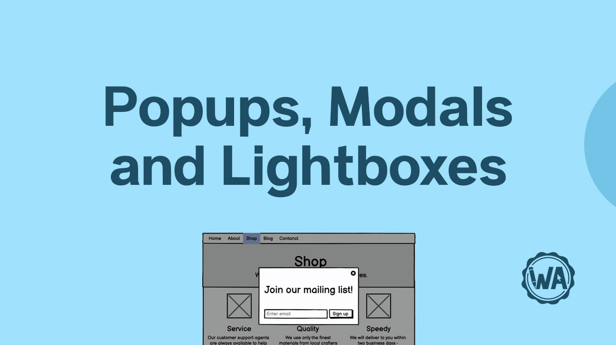 Pop-up, modal, and lightbox guidelines