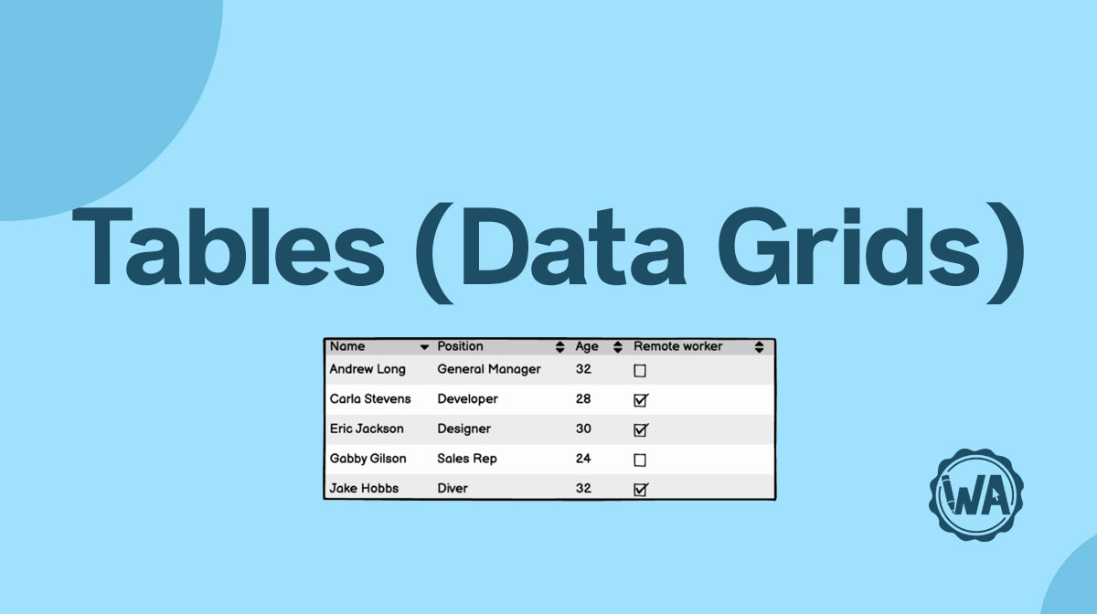 Table and data grid guidelines