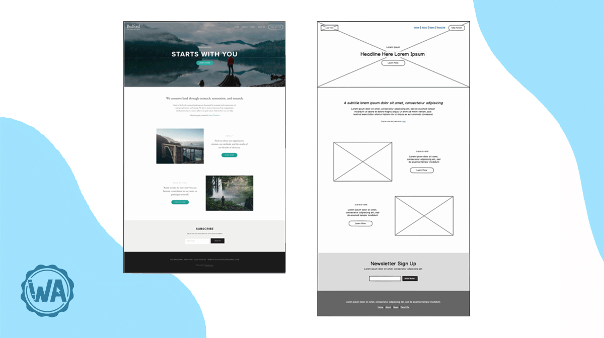 Wireframing for site-builder applications