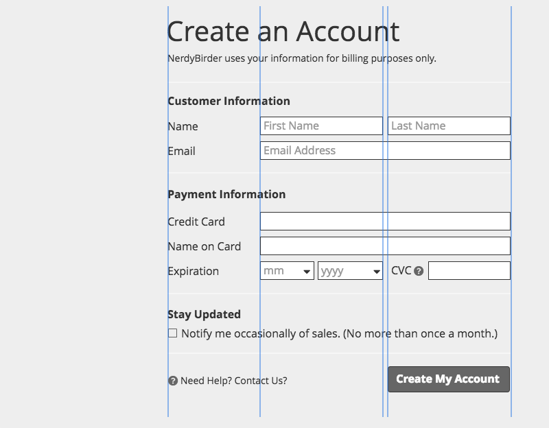Fewer alignment guides, showing good alignment