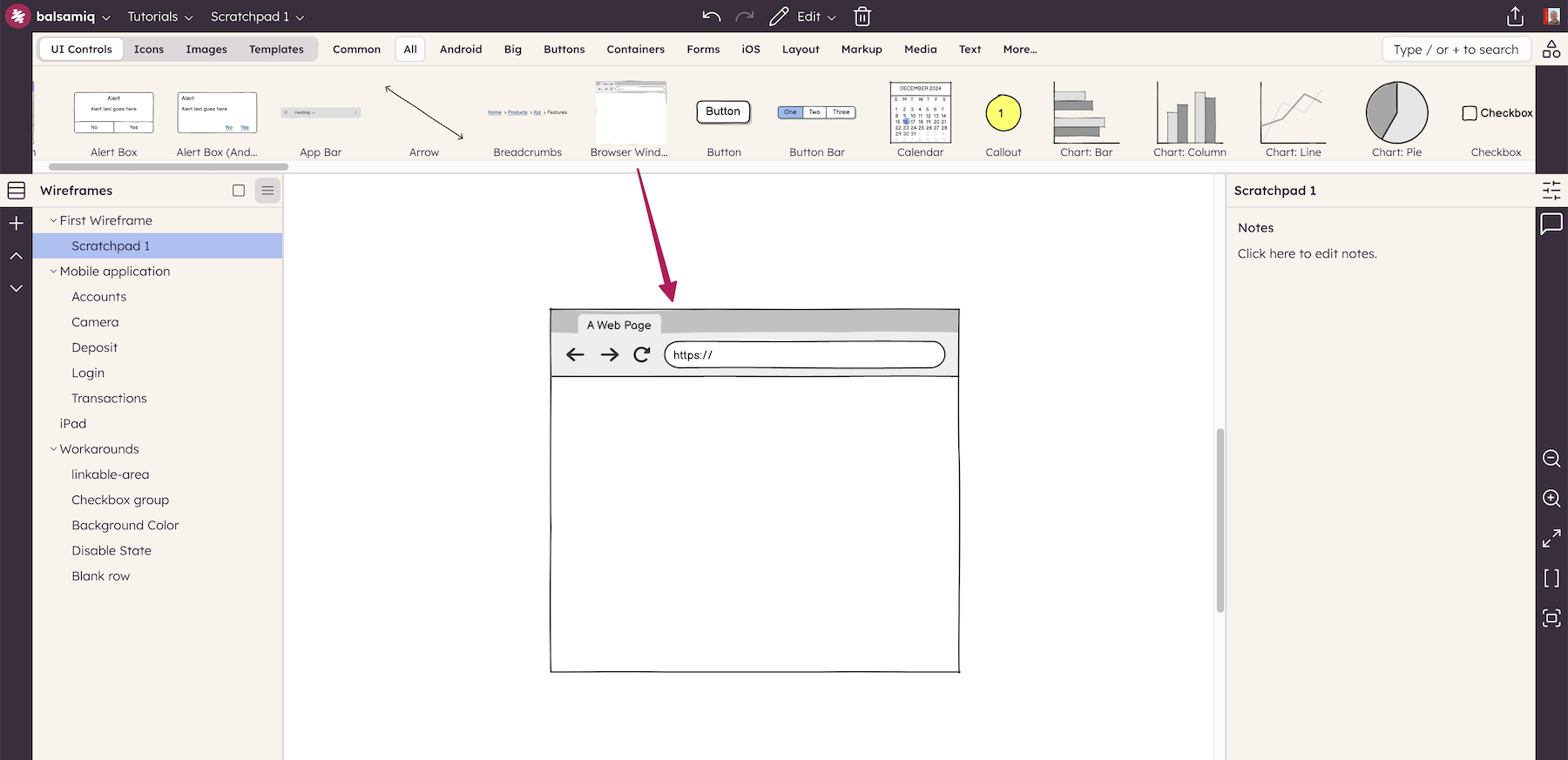 Adding controls from the UI Library