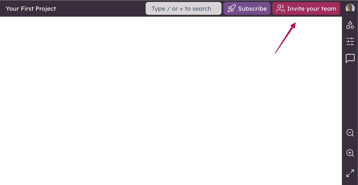 Screenshot of the Balsamiq sharing settings for “Your First Project,” where you can invite team members to streamline collaboration.