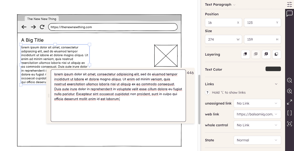 Editing text properties
