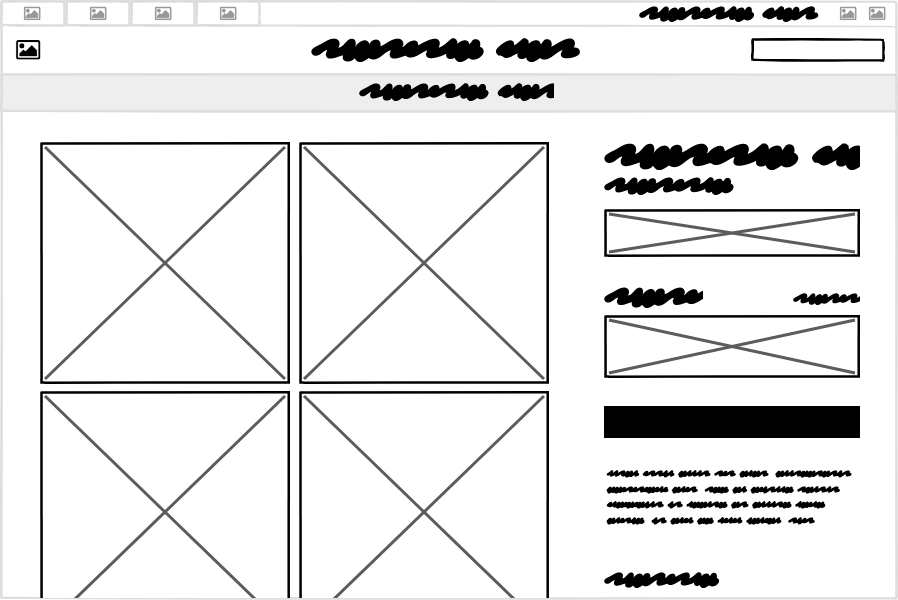 Example wireframe using very basic and low-fidelity elements