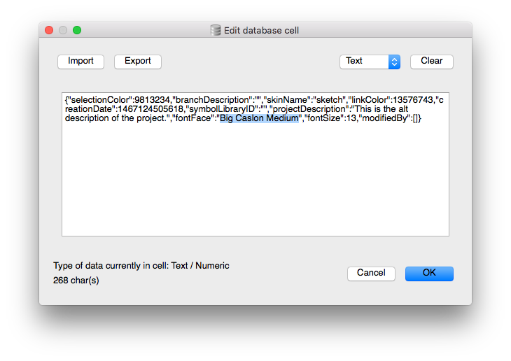 what the data looks like when the font is changed for an alternate