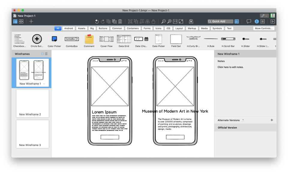 Wireframe that shows how a screen may look good with placeholder text, but not properly fit with real content.