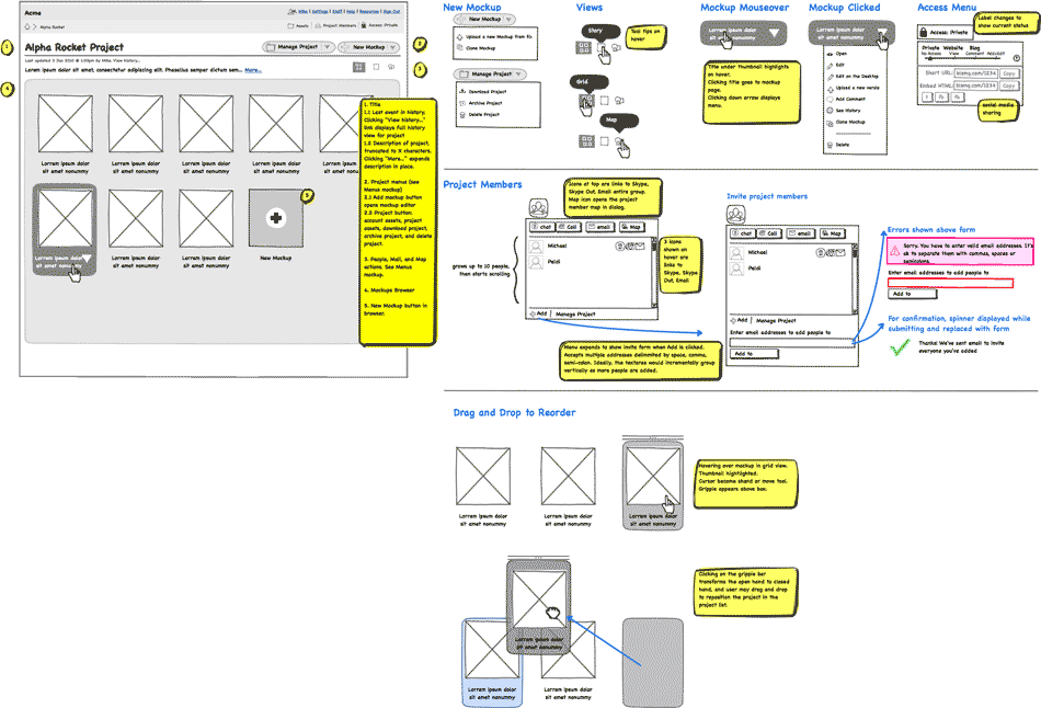 Wireframe with Storyboard
